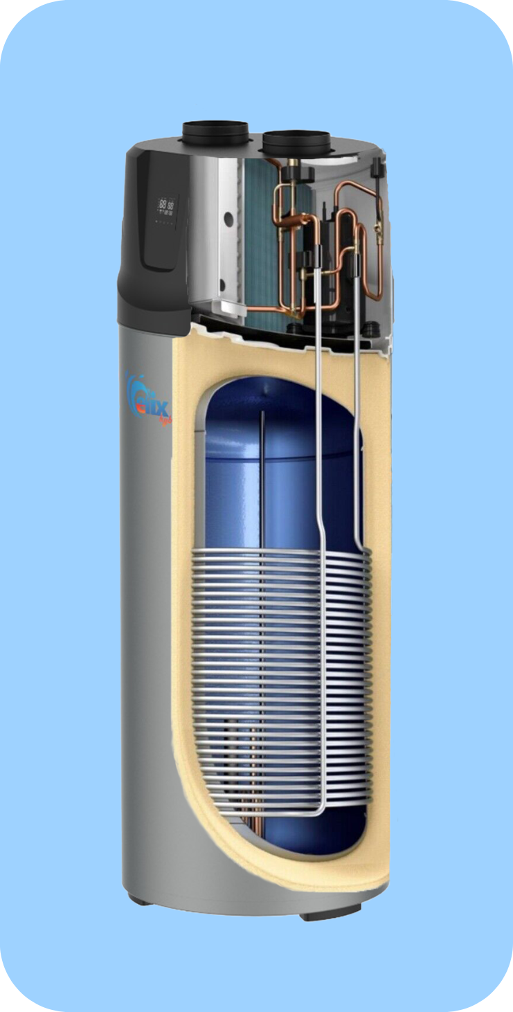 Chauffe-eau économique A+ Elix Chauffe-eau Thermodynamique Elix 200L - Pompe à Chaleur R290, Classe A+, Connecté Wi-Fi Recharge Clim Voiture